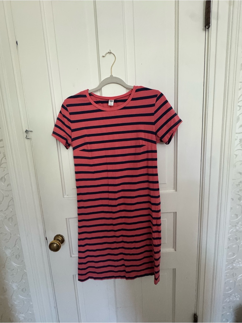 Old Navy Coral and Navy Striped Tee